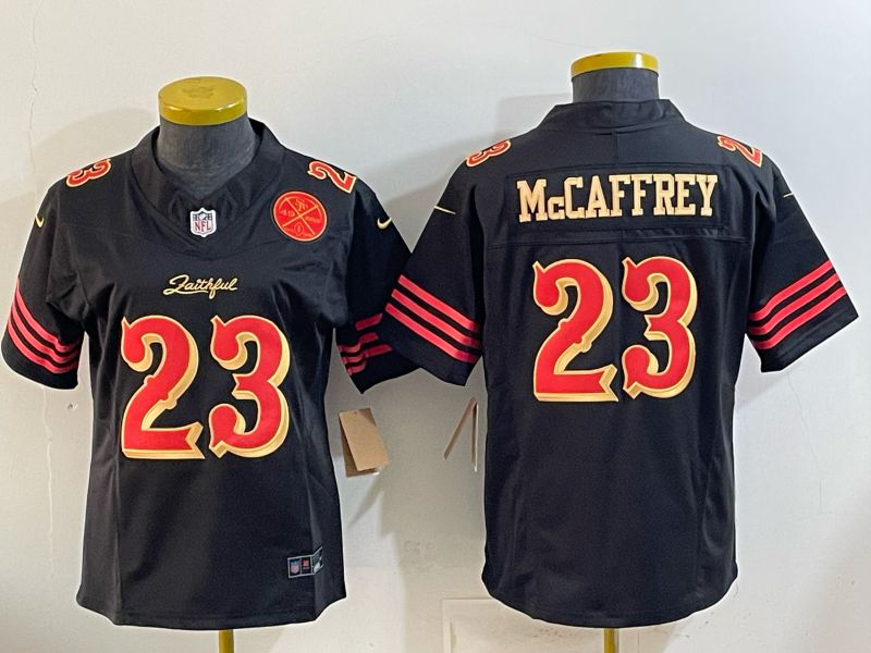 Youth 2026 San Francisco 49ers #23 Mccaffrey Black gold Nike Limited NFL Jersey style 06